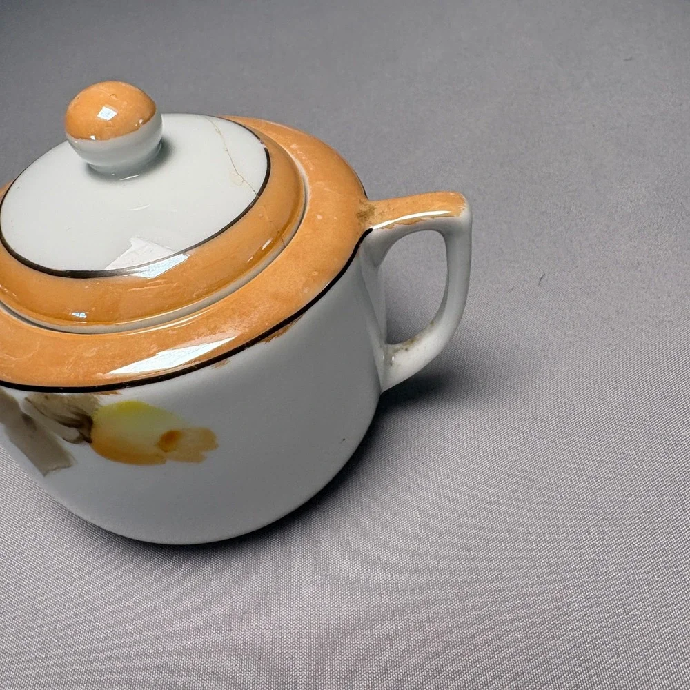 Vintage Noritake Hand Painted Lusterware Floral Creamer and Sugar Bowl Set Japan